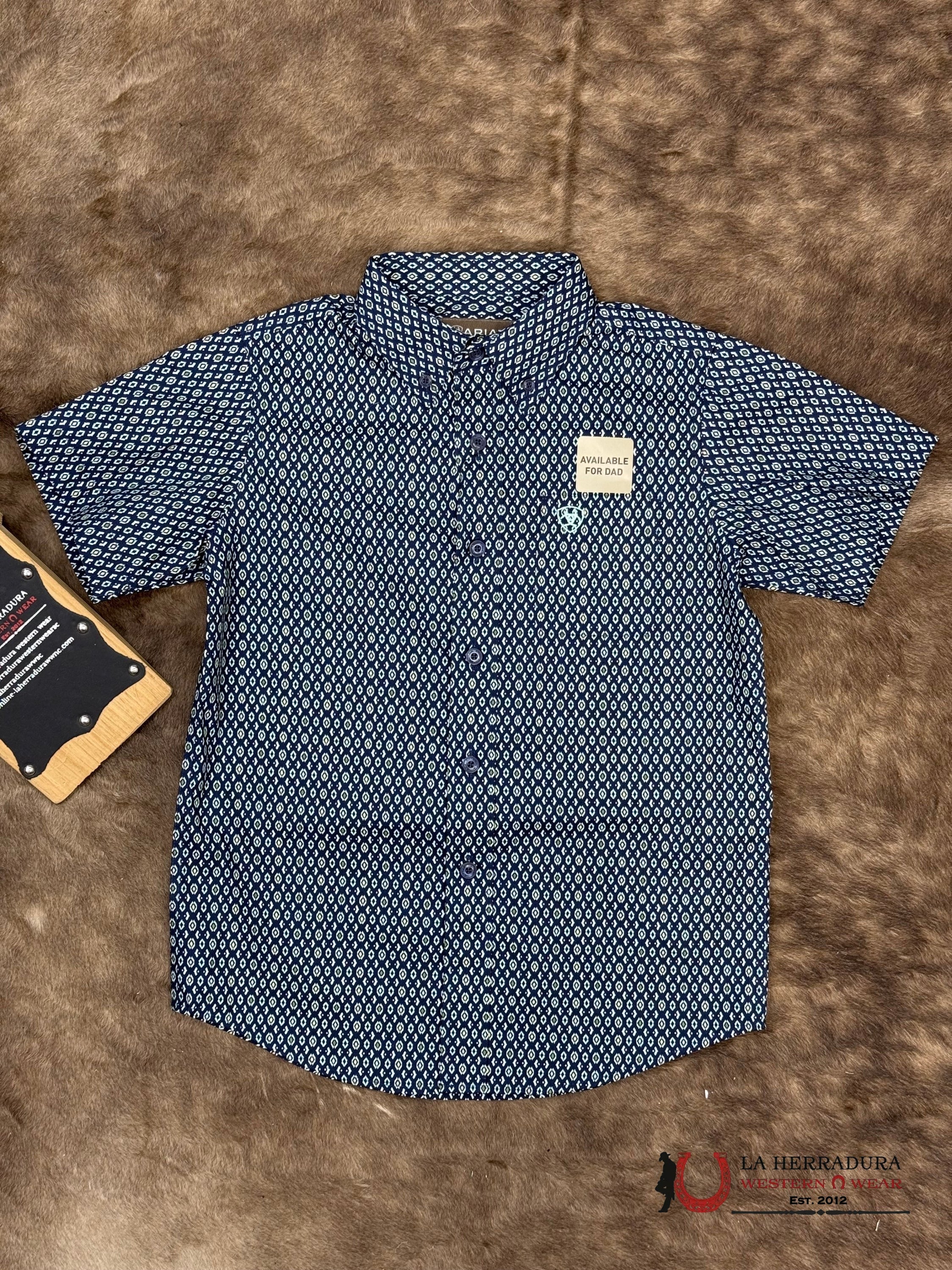 ARIAT KIDS SHIRT -BOYS NAVY CLARK SS 10054780 NIÑOS