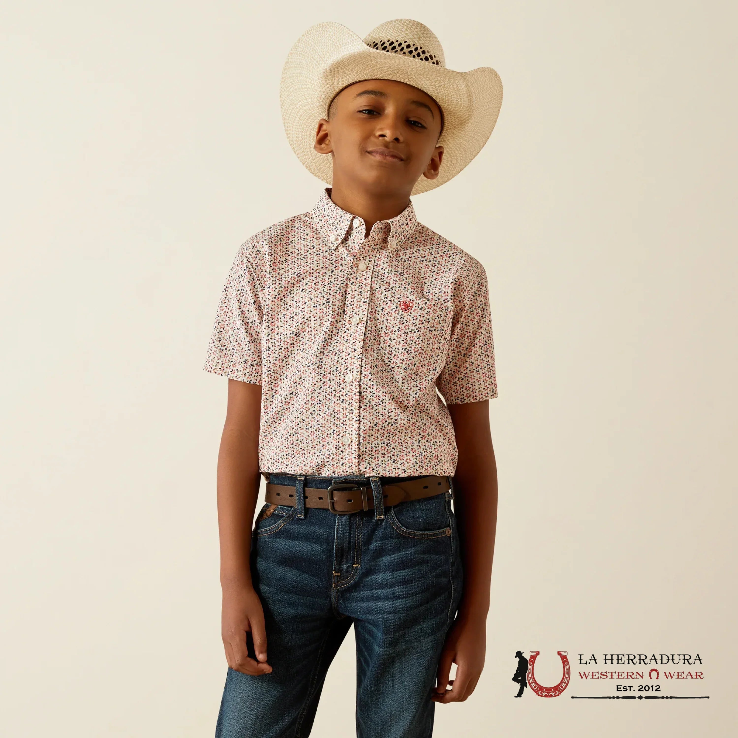 ARIAT KIDS SHIRT -BOYS RED CHAPMAN SS 10054781 NIÑOS