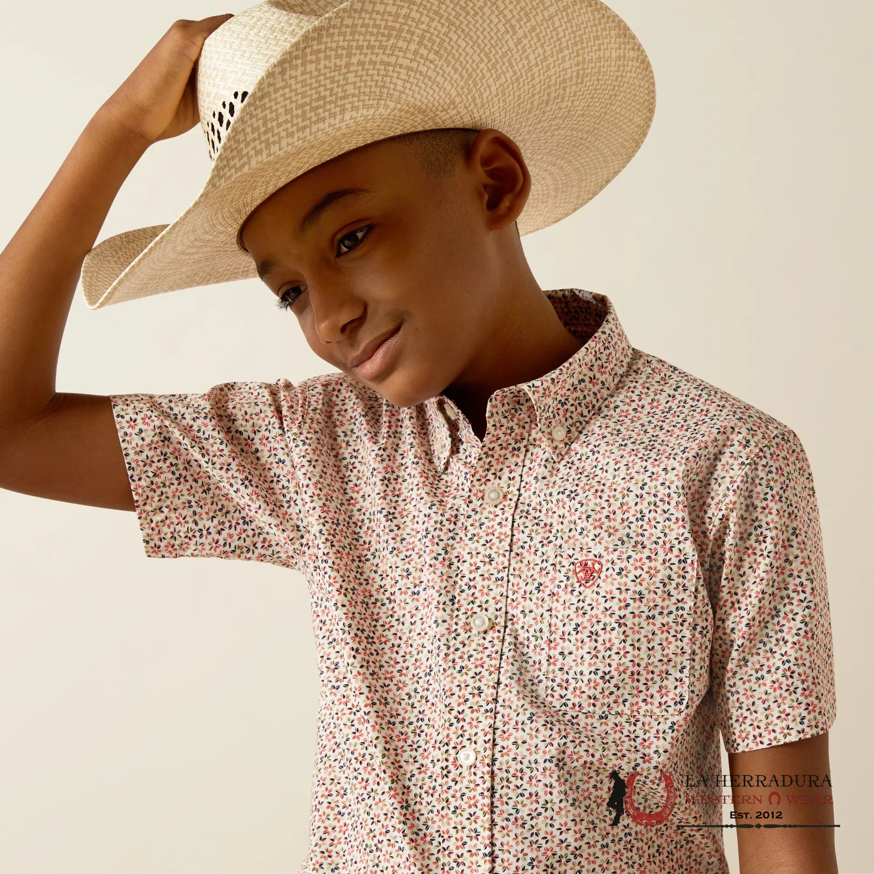 ARIAT KIDS SHIRT -BOYS RED CHAPMAN SS 10054781 NIÑOS