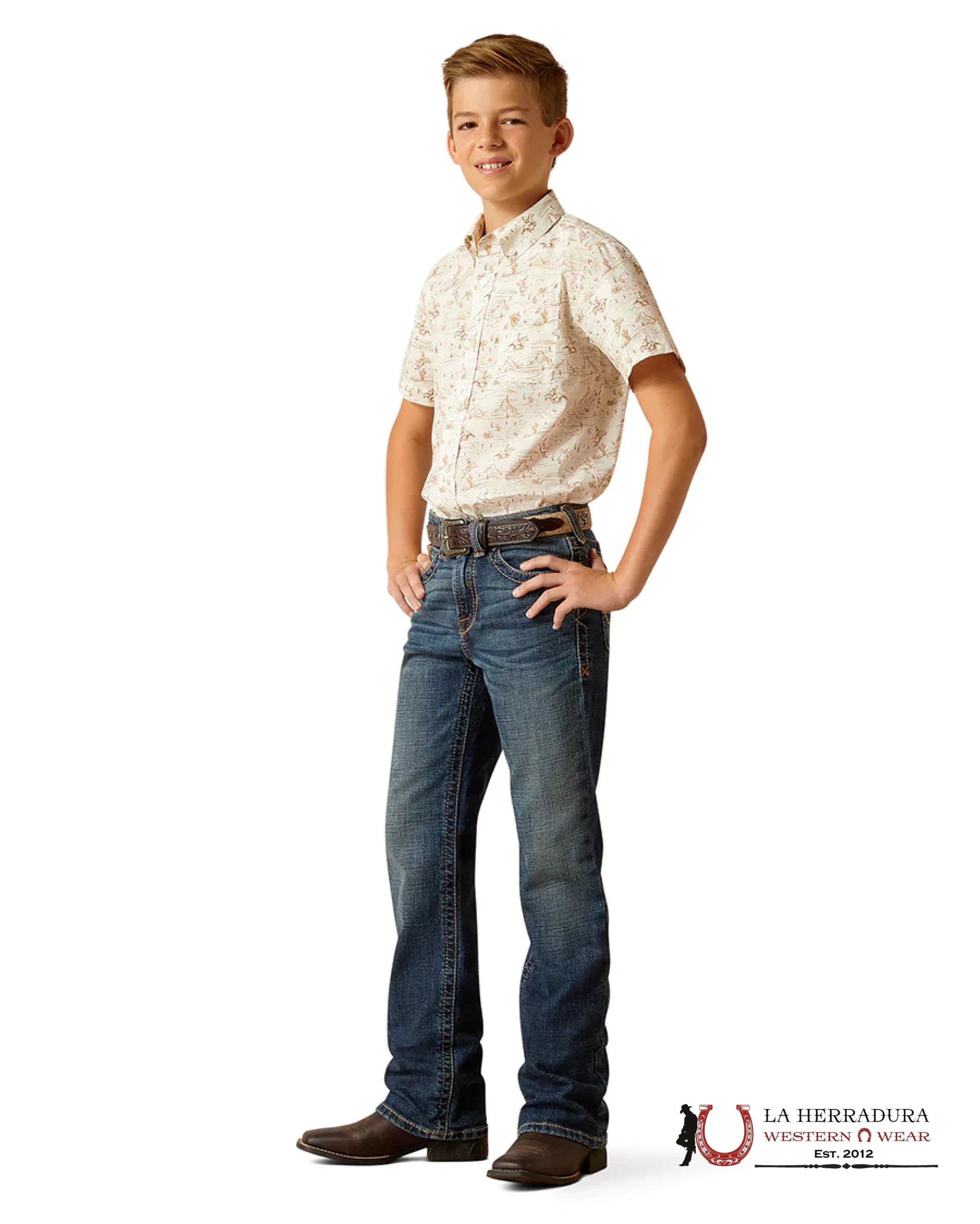 ARIAT KIDS SHIRT -BOYS TAN EDISON SS 10051408 NIÑOS