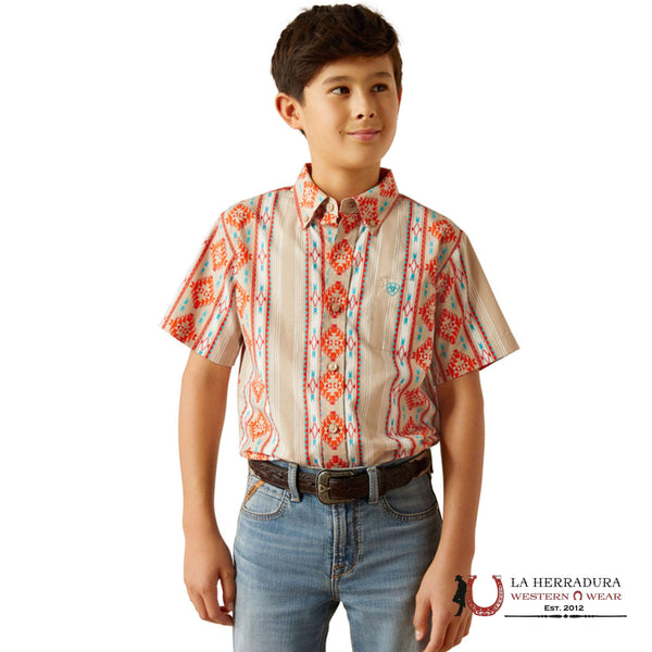 ARIAT KIDS SHIRT -BOYS TAN WADE 10058721