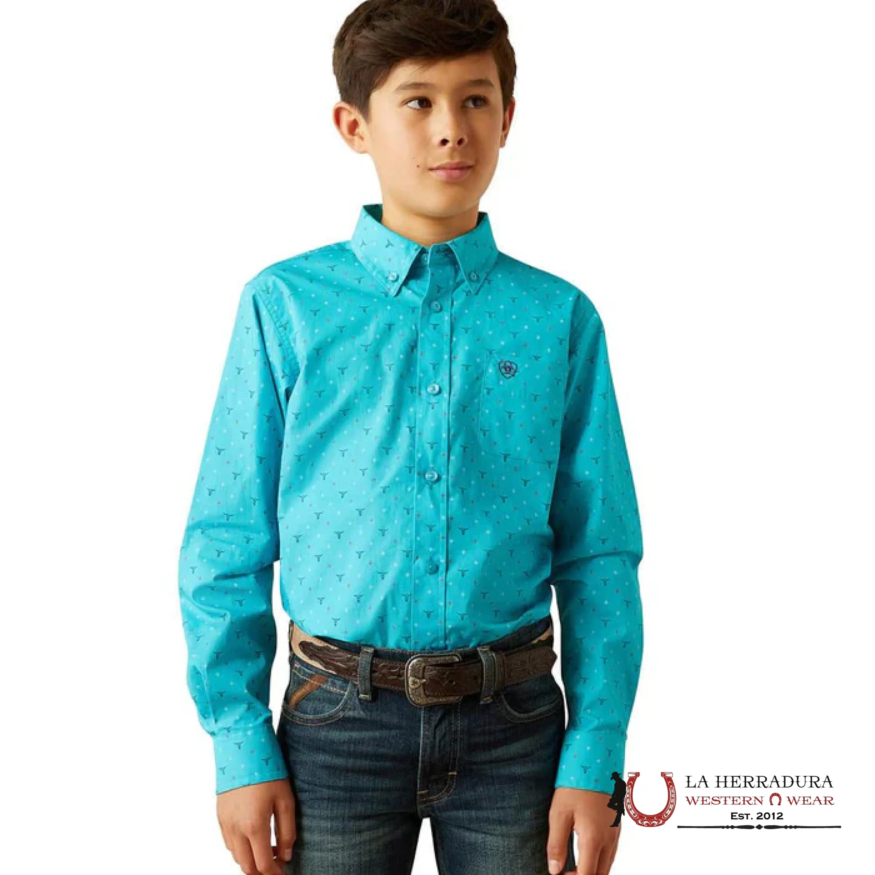 ARIAT KIDS SHIRT -BOYS TURQUOISE WIKKLE LS 10058723 NIÑOS