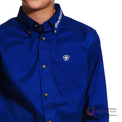 CAMISA ARIAT PARA NIÑOS - AZUL ULTRAMAR/BLANCO LOGO DEL EQUIPO SARGAS L/L 10030164