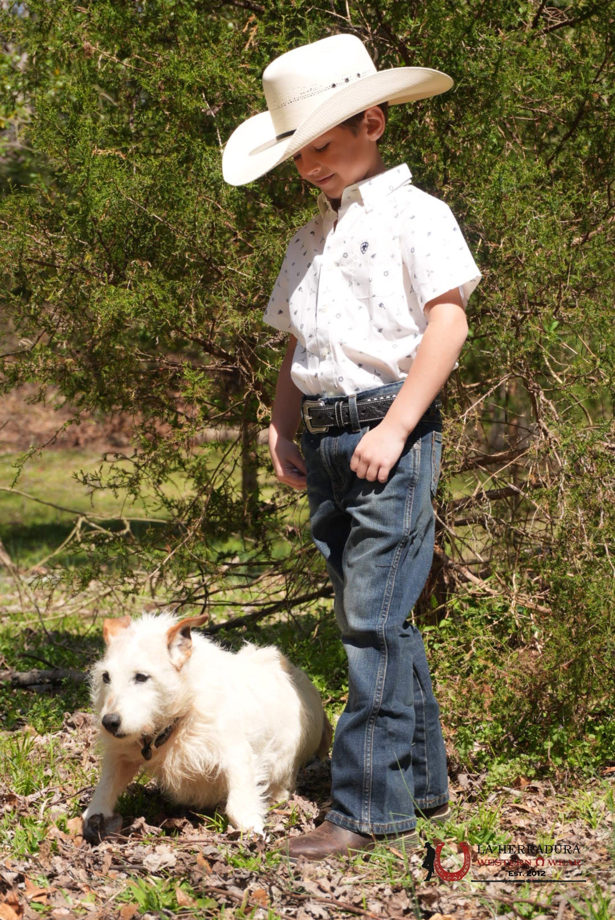 ARIAT KIDS SHIRT -BOYS WHITE COLTER 10054782 NIÑOS