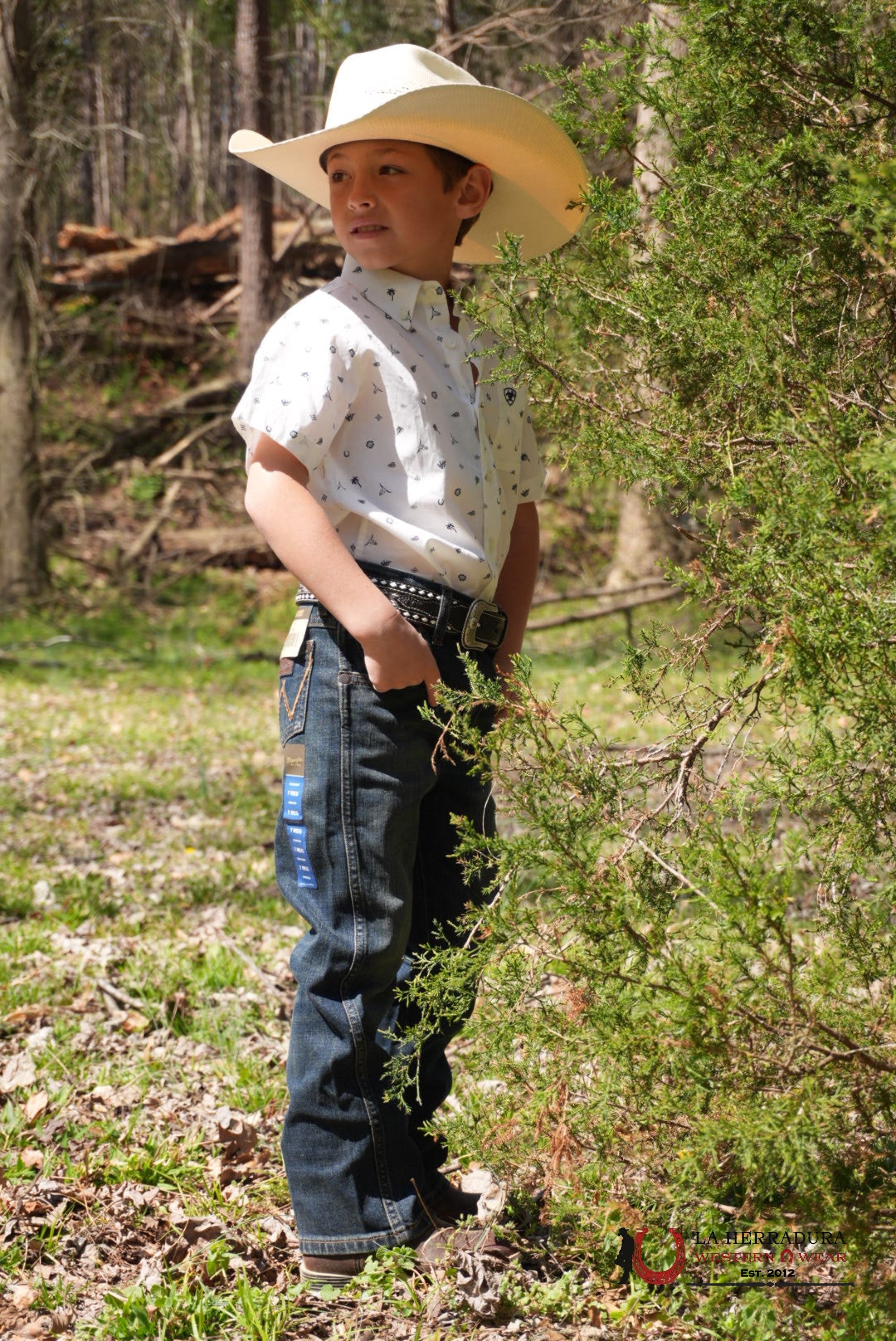 ARIAT KIDS SHIRT -BOYS WHITE COLTER 10054782 NIÑOS