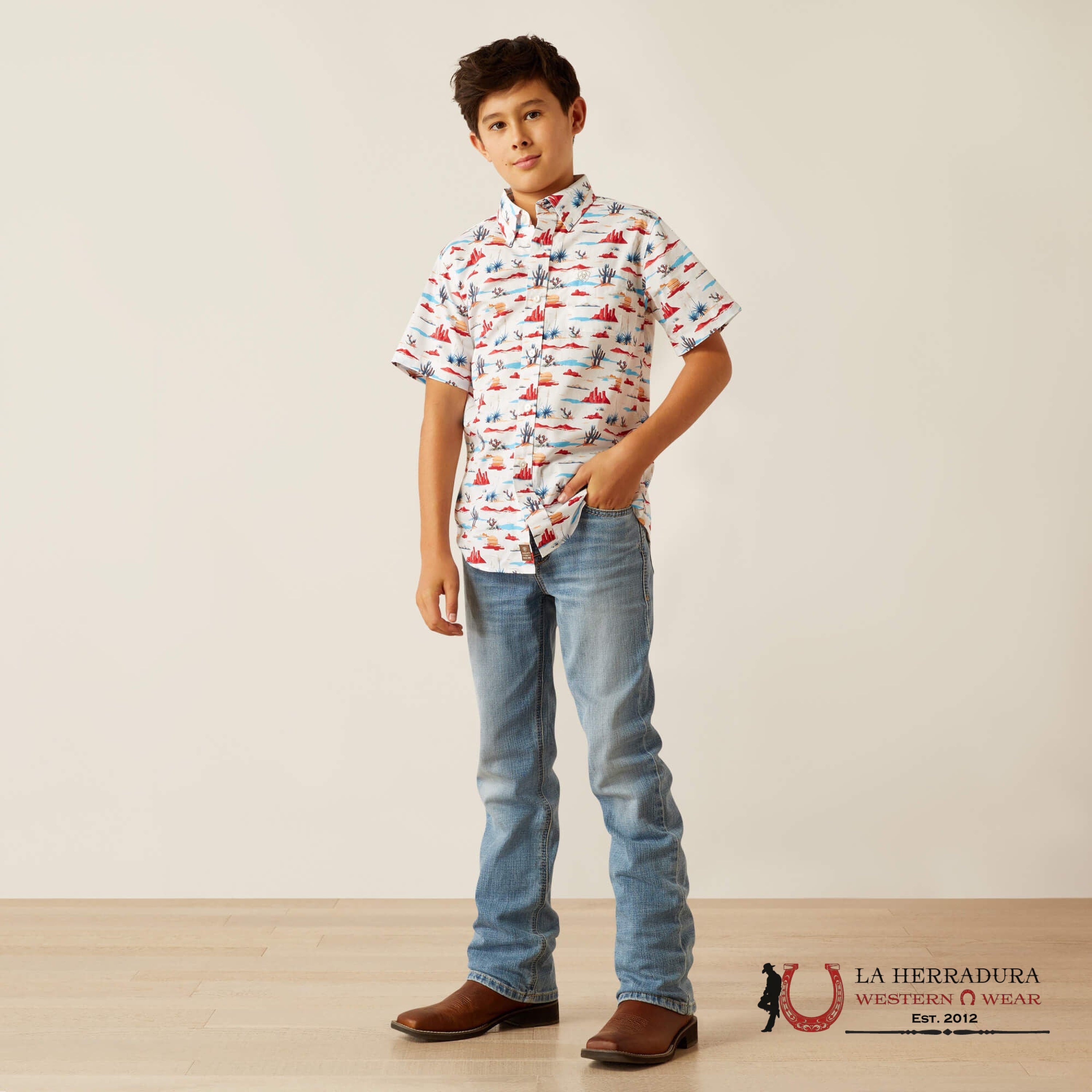 ARIAT KIDS SHIRT -BOYS WHITE SCOUT 10058703 NIÑOS