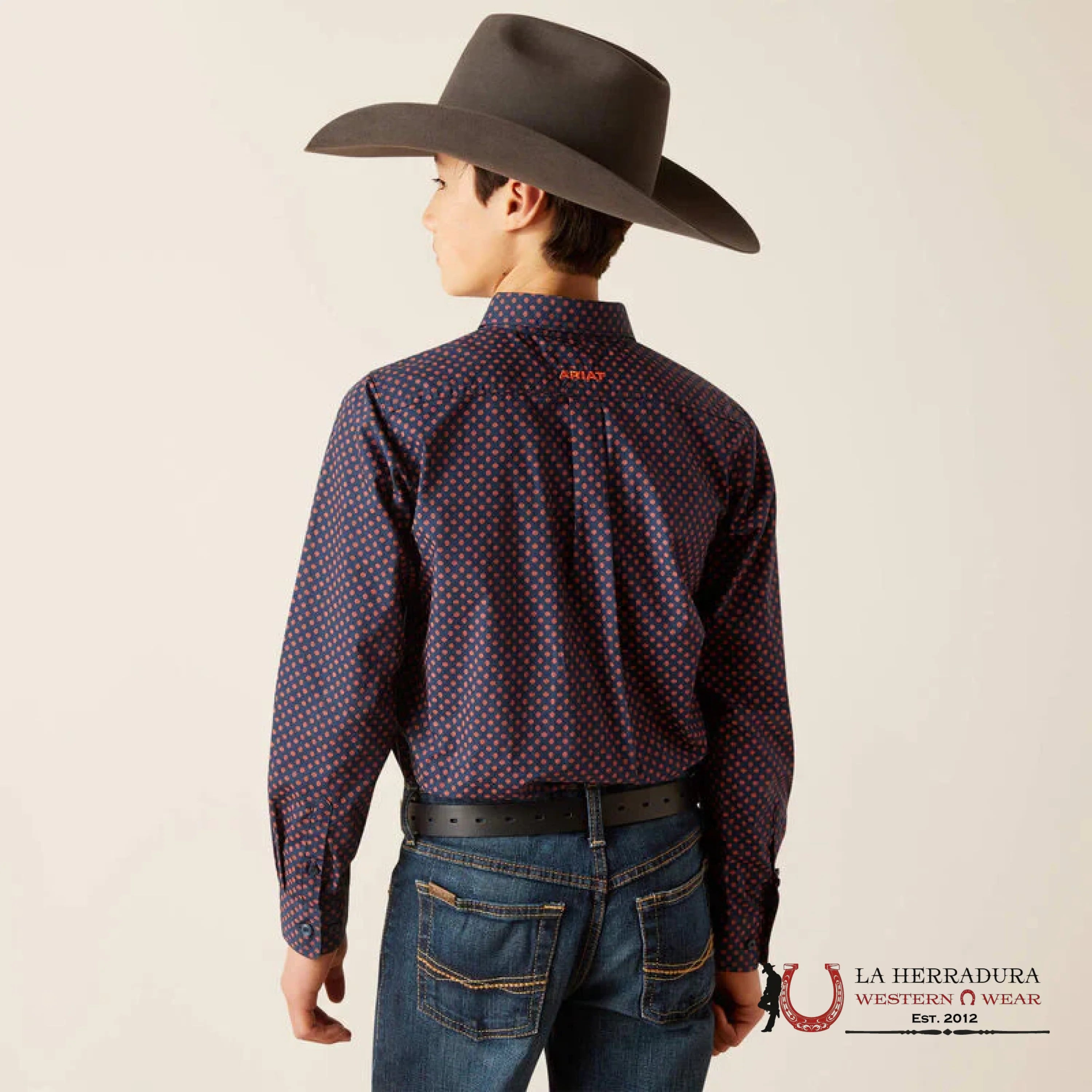 ARIAT KIDS SHIRT -DRESS BLUE PALMER LS 10047294 NIÑOS