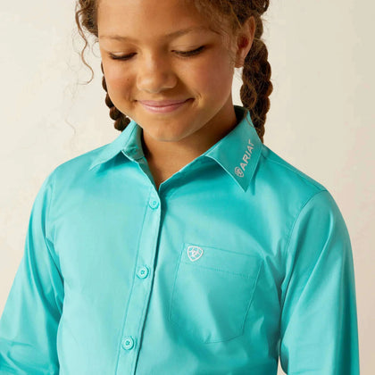 ARIAT KIDS SHIRT -GIRLS BLUE TURQUIOSE TEAM KIRBY 10054935