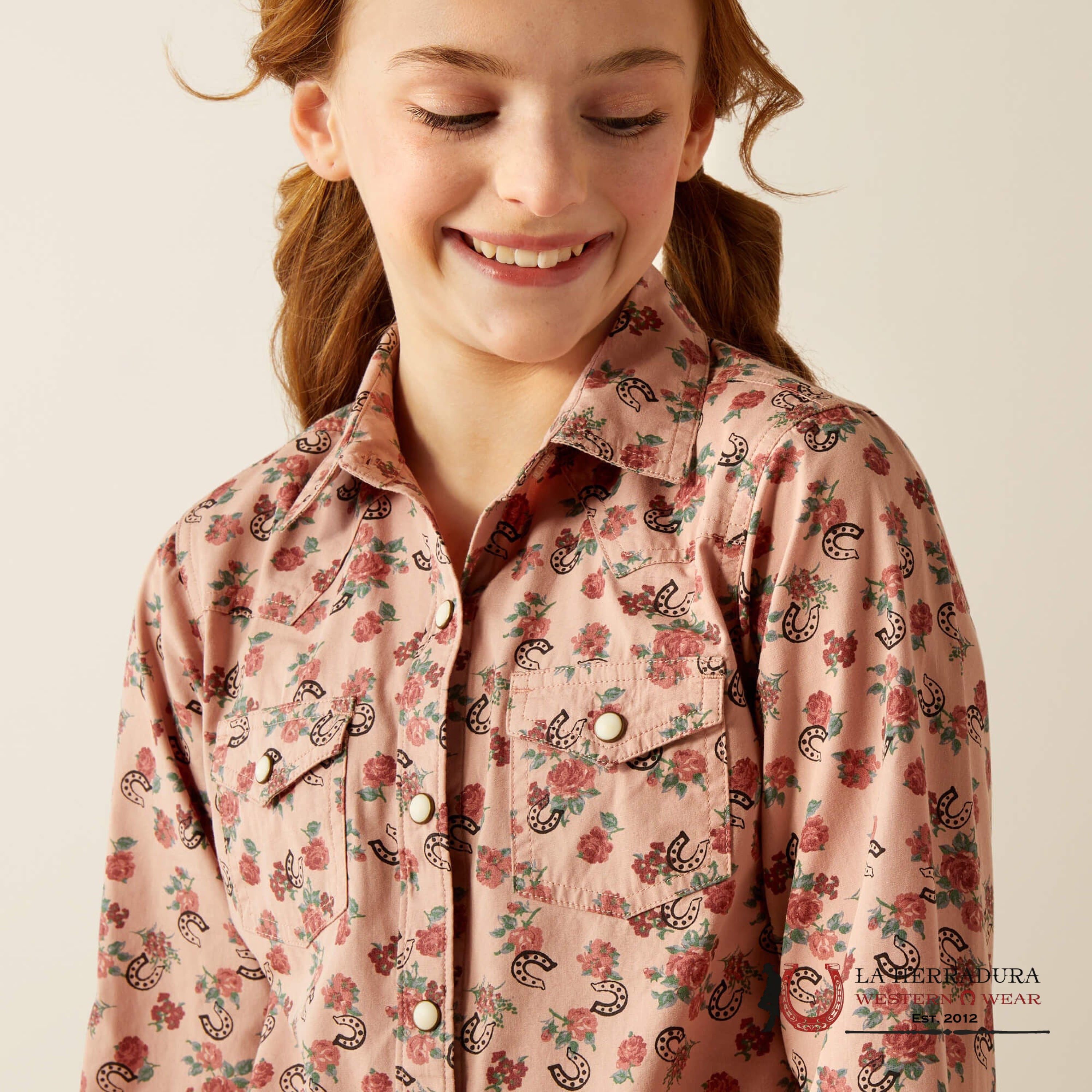 ARIAT KIDS SHIRT -GIRLS FLOWERS N HORSE SHOES 10053889 NIÑOS