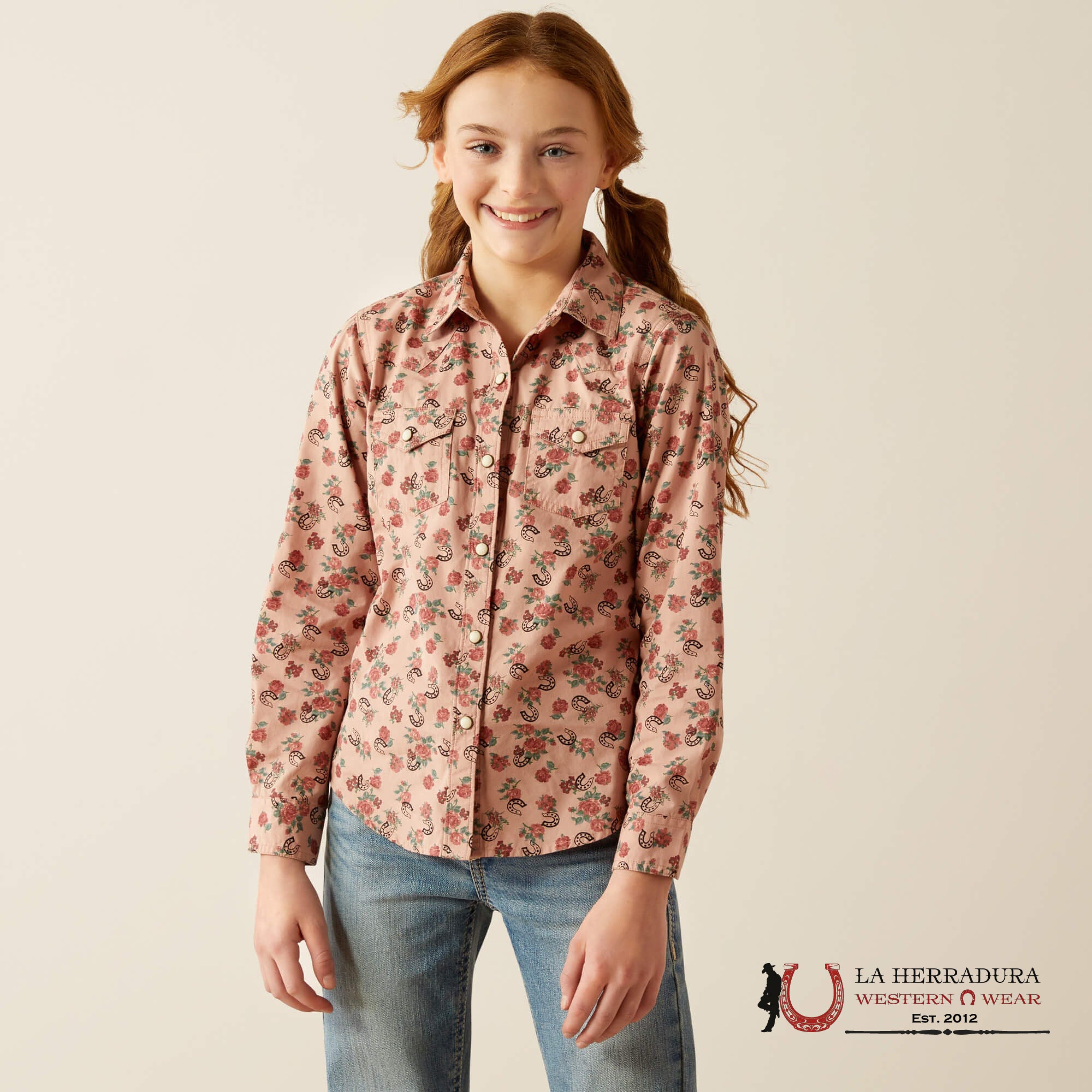 ARIAT KIDS SHIRT -GIRLS FLOWERS N HORSE SHOES 10053889 NIÑOS