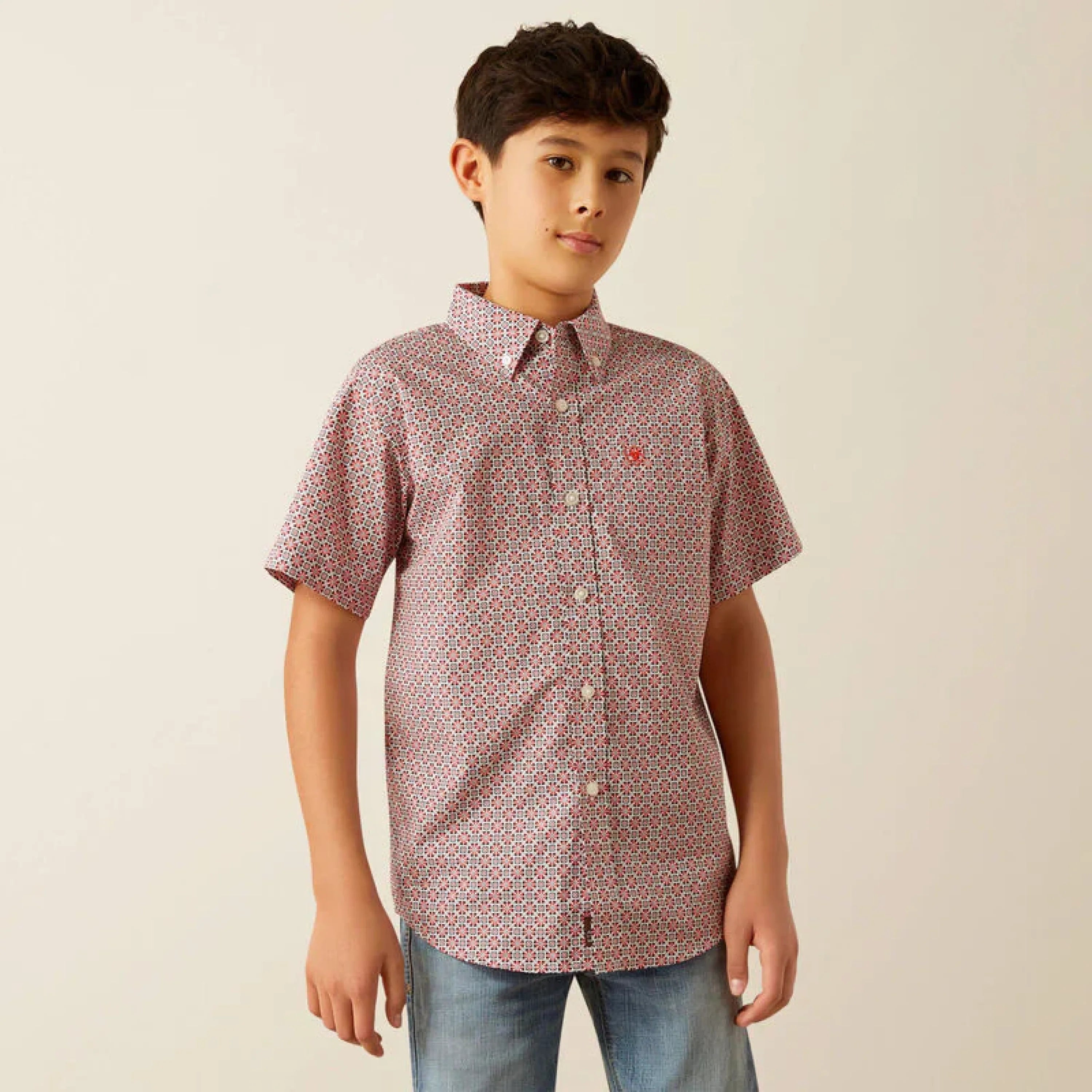 ARIAT KIDS SHIRT -RED WELCH SS 10058720 NIÑOS