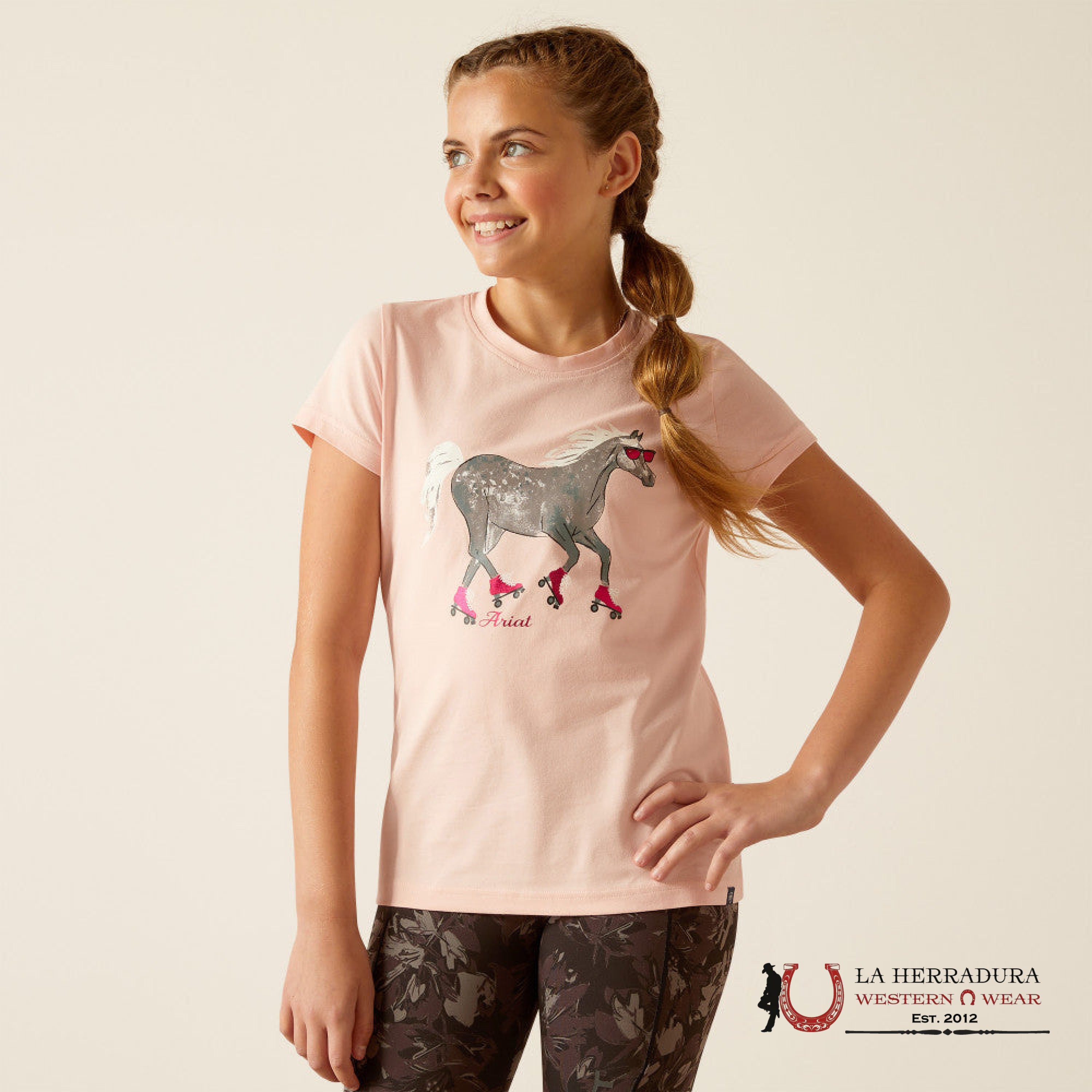 ARIAT KIDS TSHIRT -BLUSHING ROSE ROLLER PONY 10048554 NIÑOS