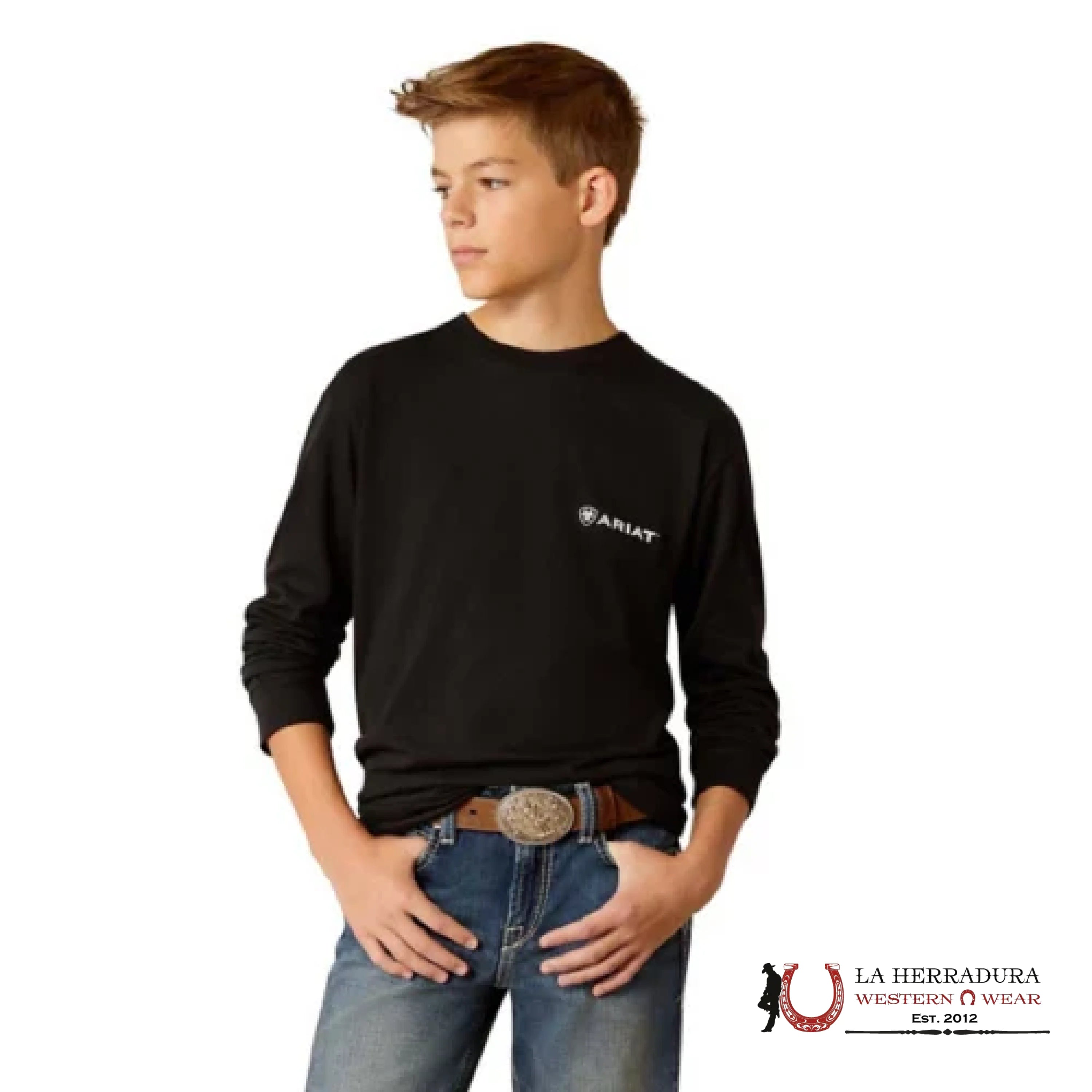 ARIAT KIDS TSHIRT -BOYS BLACK LOTF CAMO SHIELD LS 10052040 NIÑOS