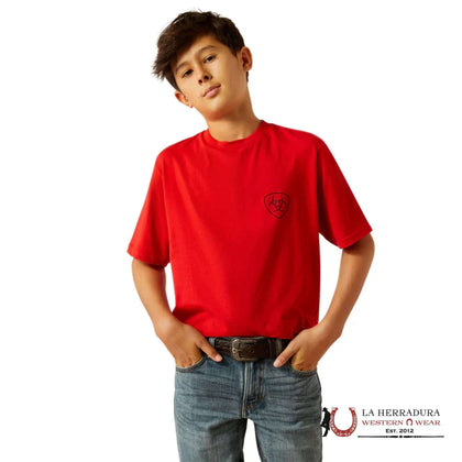 ARIAT KIDS TSHIRT - BOYS REDLINE BUFFALO LOF FLAG 10059050