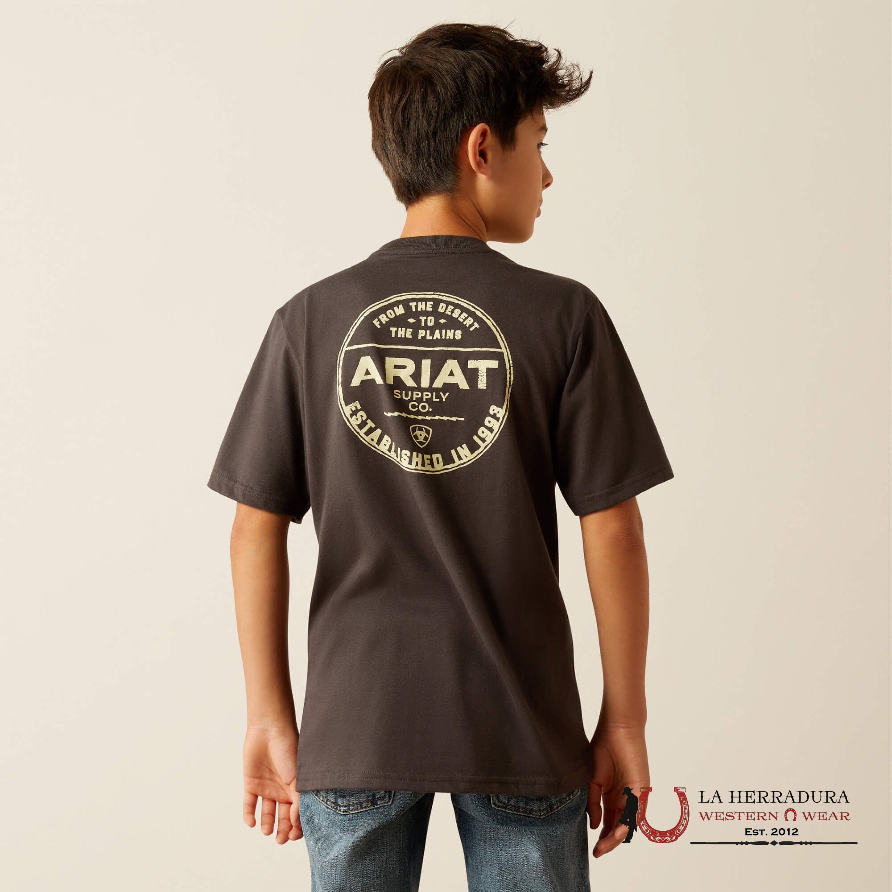 ARIAT KIDS TSHIRT -BOYS VINTAGE BLACK EXPLORE CIRCLE 10060400 NIÑOS