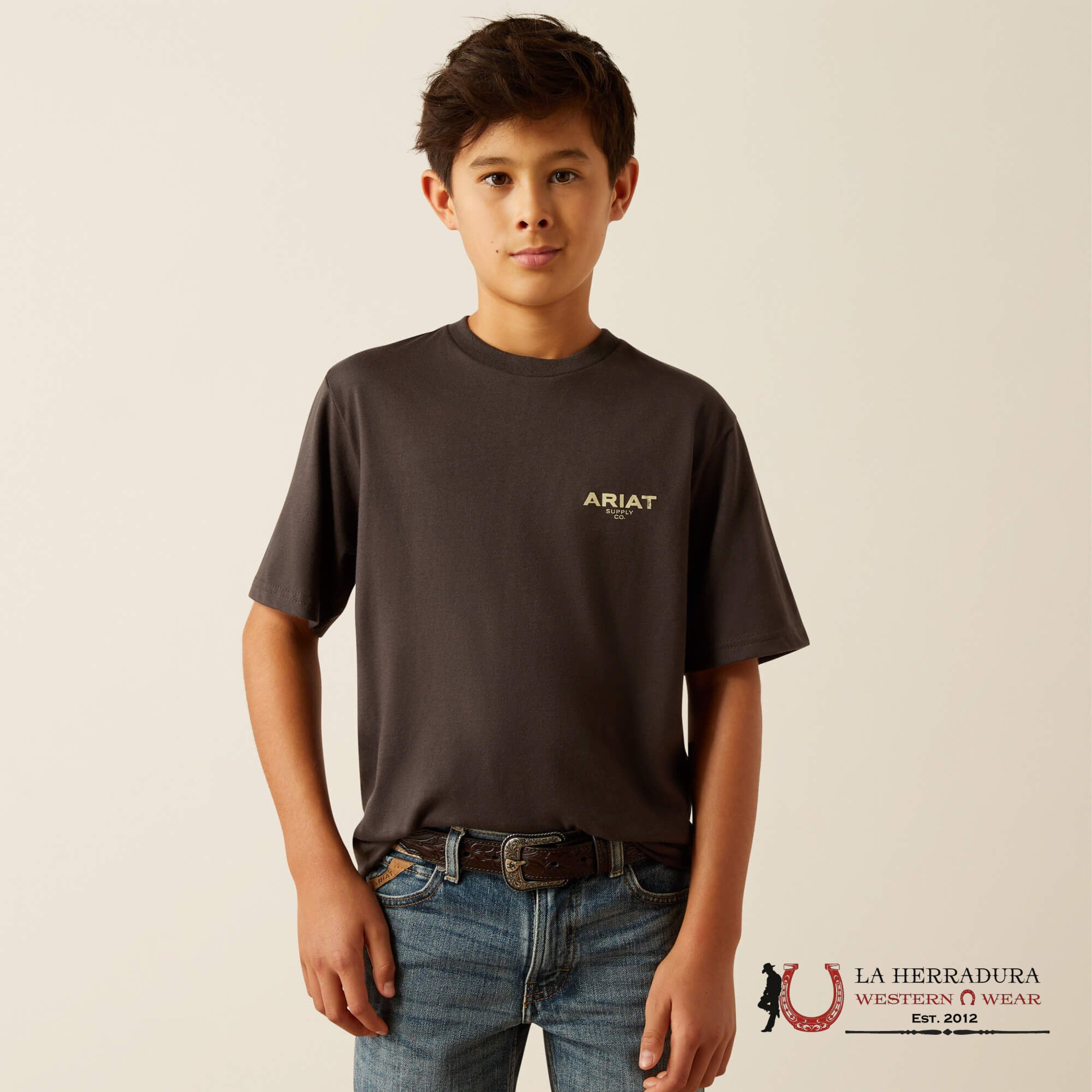 ARIAT KIDS TSHIRT -BOYS VINTAGE BLACK EXPLORE CIRCLE 10060400 NIÑOS