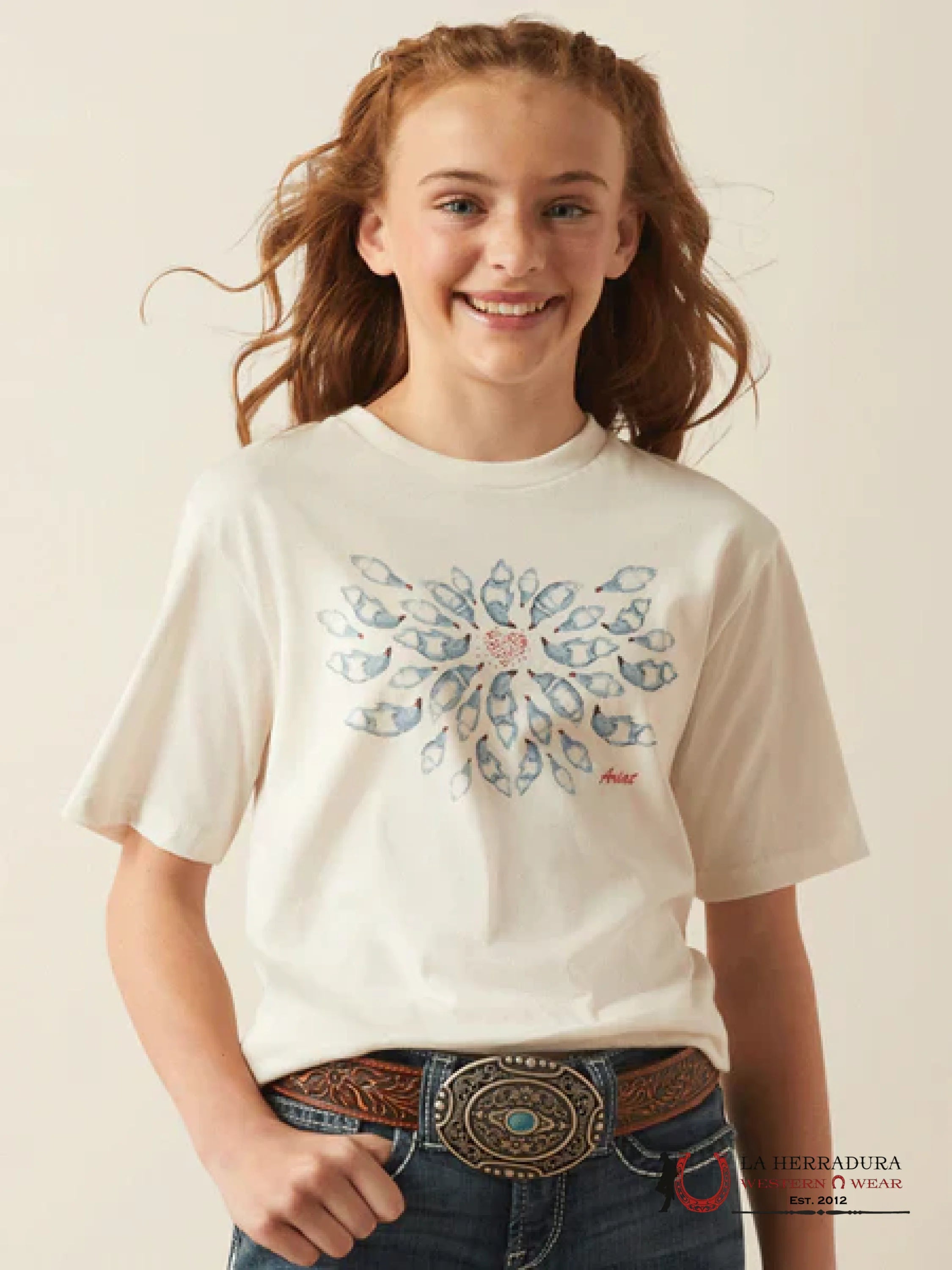 ARIAT KIDS TSHIRT -GIRLS ANTIQUE WHITE ARIAT CHICKEN 10058864 NIÑOS
