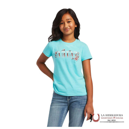 ARIAT KIDS TSHIRT -GIRLS BLUE  SHIELD 10040640