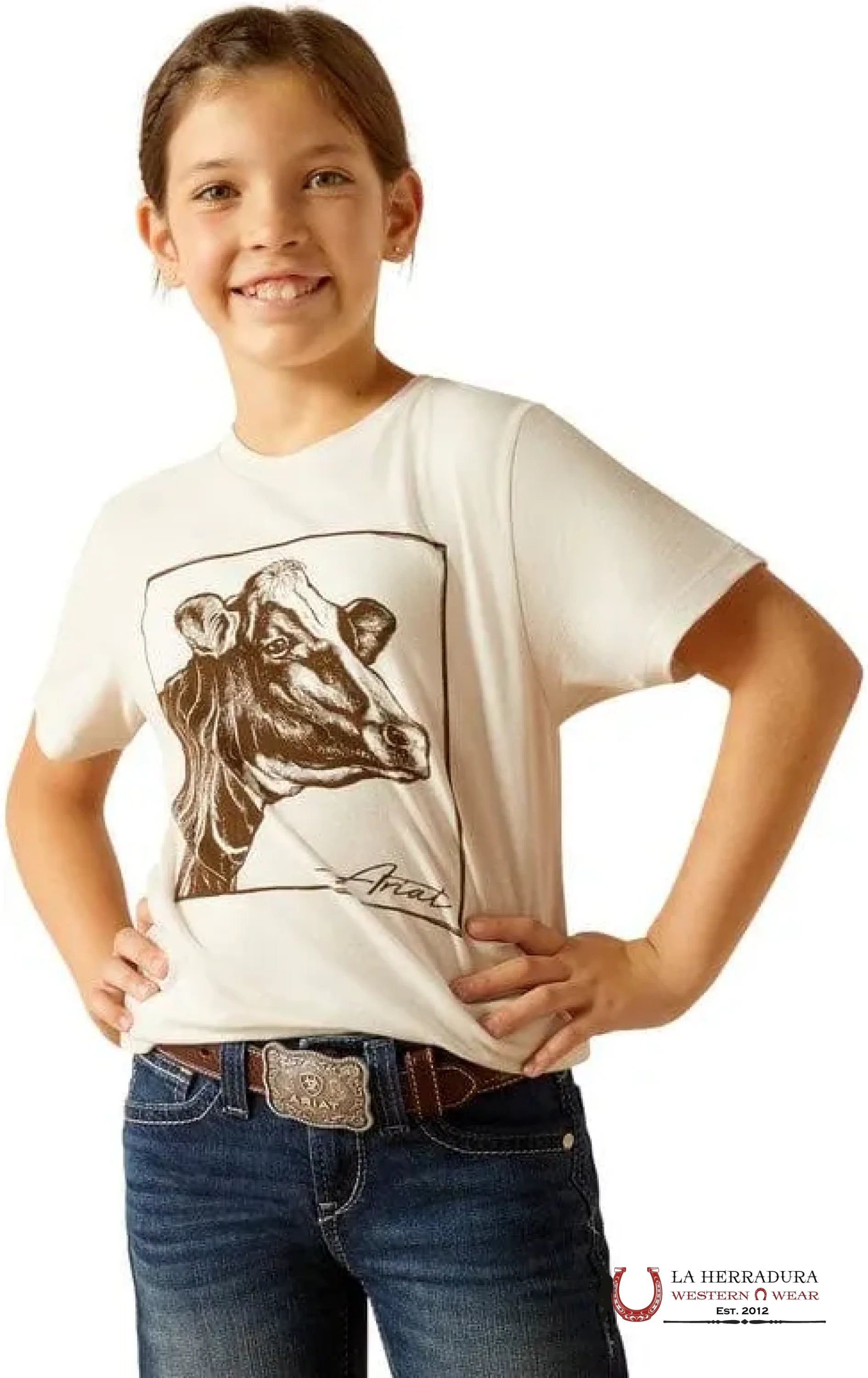 ARIAT KIDS TSHIRT - GIRLS COW COVER 10051773 NIÑOS