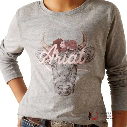 CAMISETA ARIAT NIÑOS - NIÑAS GRIS JASPEADO FAWNA 10047411