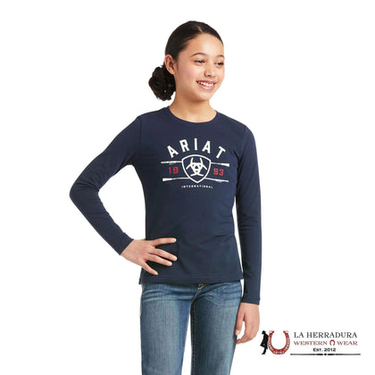 ARIAT KIDS TSHIRT -GIRLS NAVY SHIELD 10036980