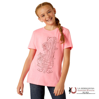ARIAT CAMISETA PARA NIÑA - ROSA ESCUDO 10051425