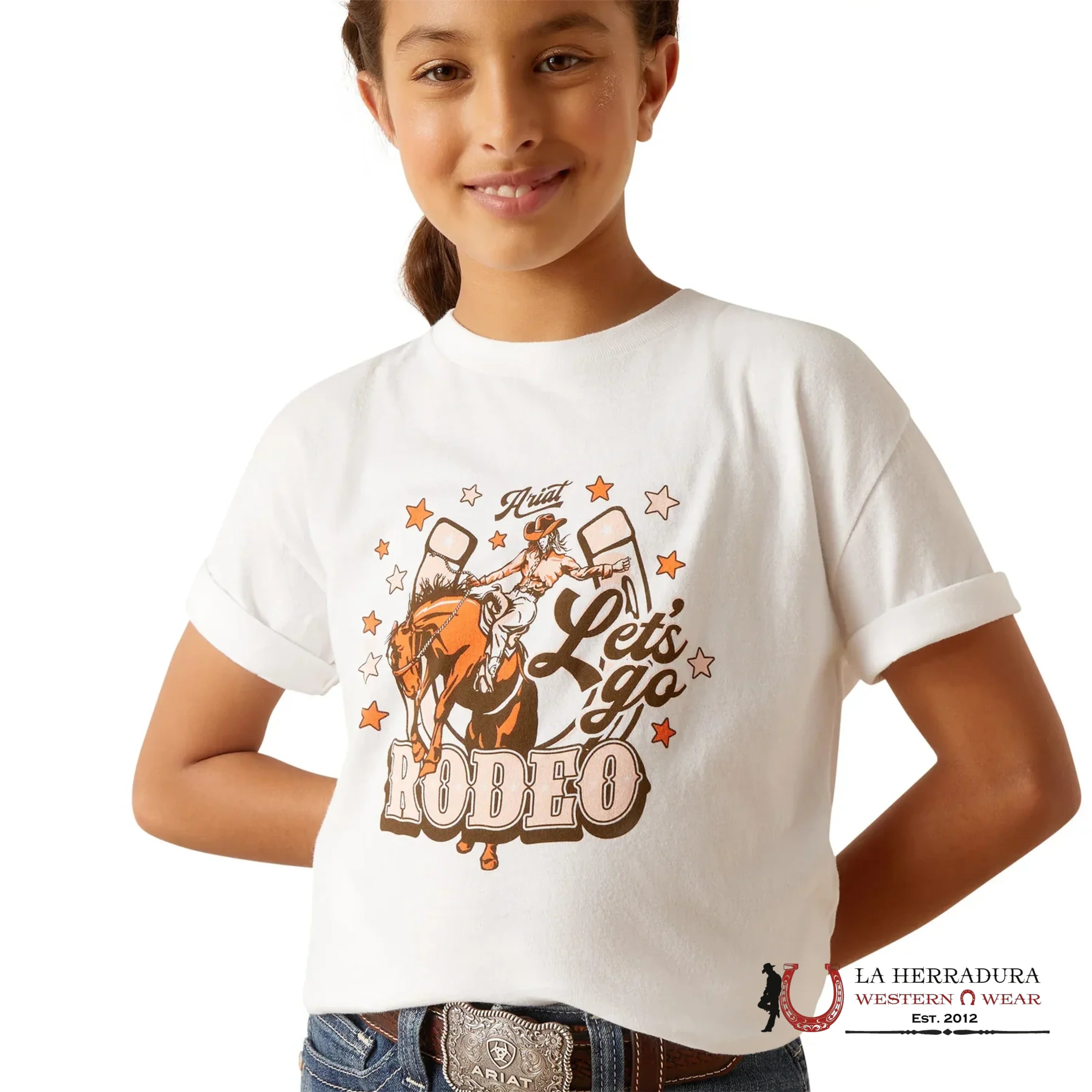 ARIAT KIDS TSHIRT -GIRLS WHITE SHIELD 10047908 NIÑAS