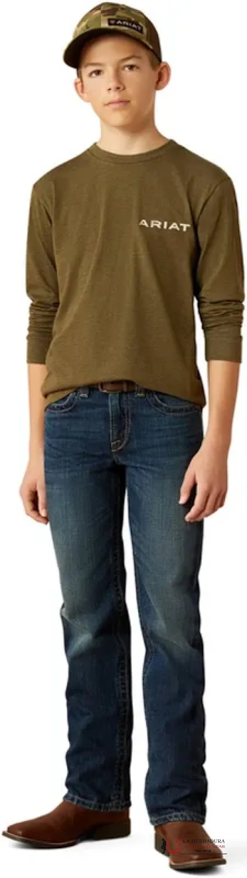 ARIAT KIDS TSHIRT -MILITARY HEATHER BOARDED LOTF HEX 10054007 NIÑOS