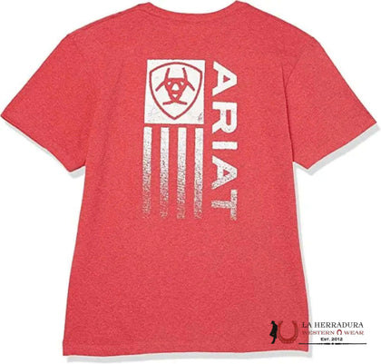 ARIAT KIDS TSHIRT -RED HEATHER MINIMALIST FLAG 10042708