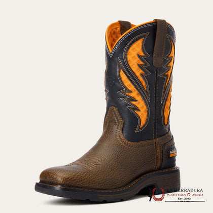 ARIAT KIDS WORK VENTEK COCOA BROWN/WORK ORANGE -10034159