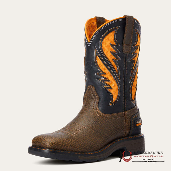 ARIAT KIDS WORK VENTEK COCOA BROWN/WORK ORANGE -10034159