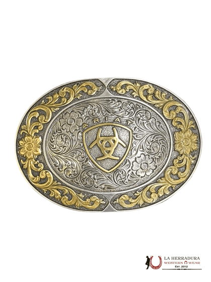 ARIAT LOGO GOLD DETAILS ROUND BUCKLE A37020