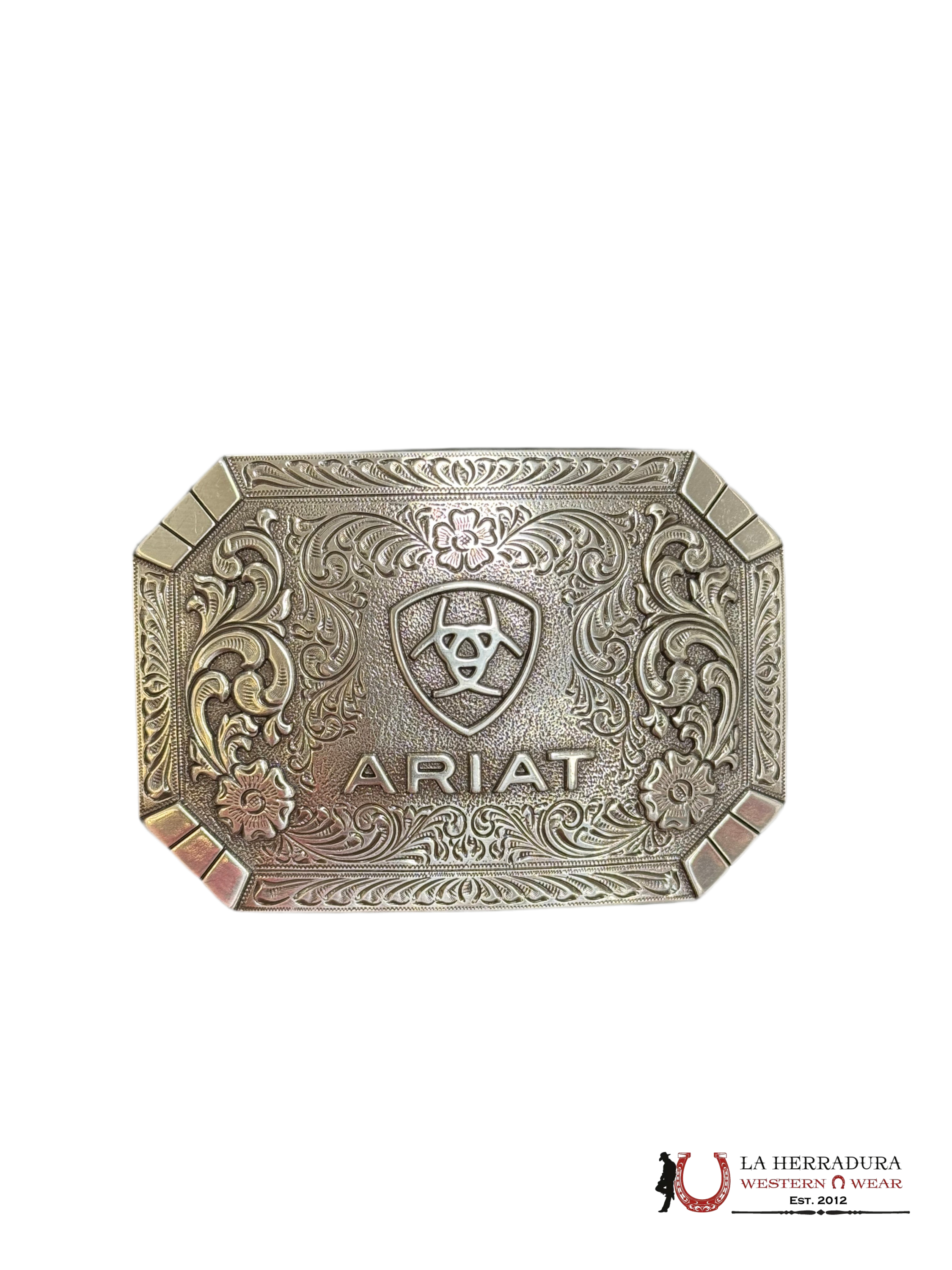 ARIAT LOGO SILVER FLOWER DETAILS SQUARE BUCKLE A37018 ACCESORIOS