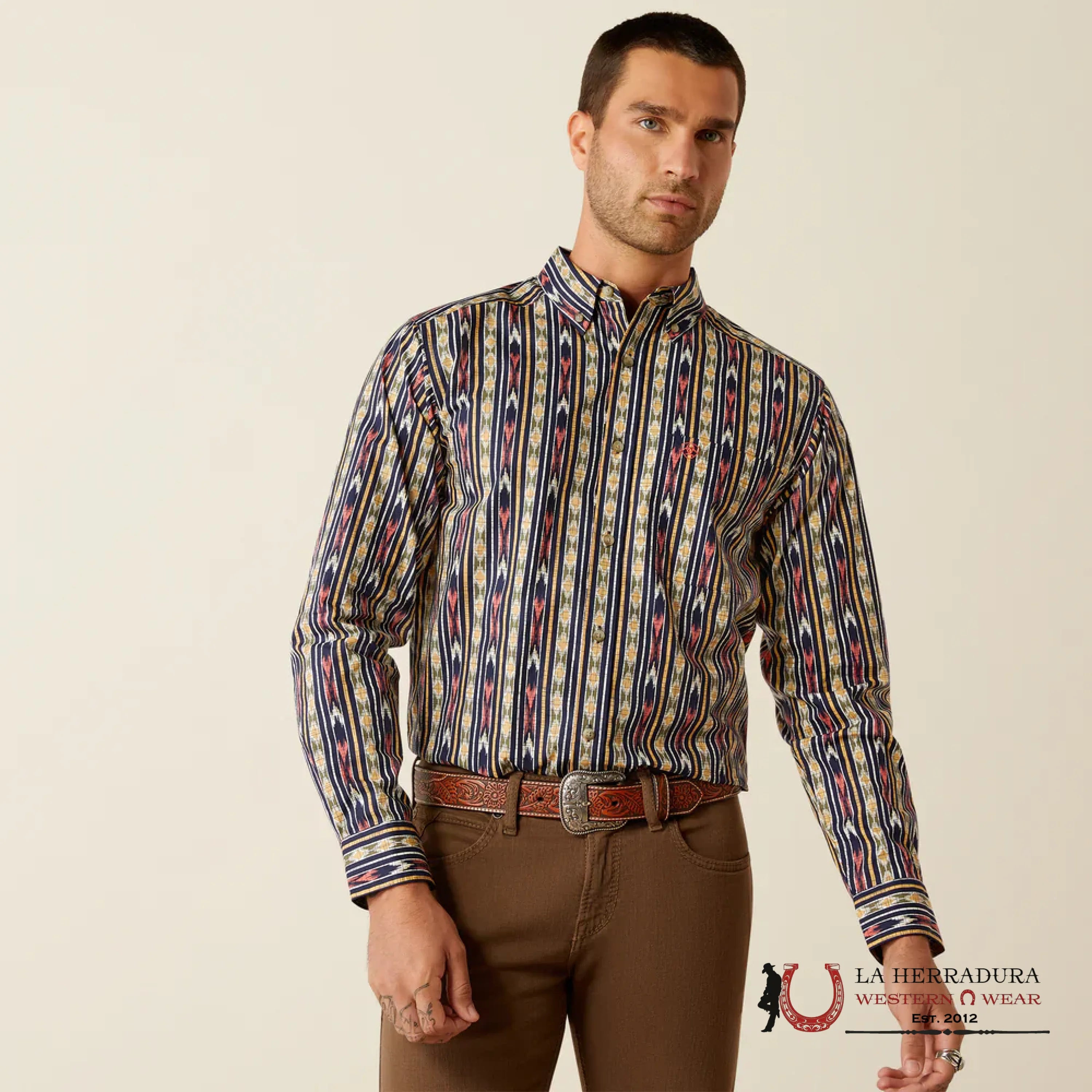 ARIAT LONG SLEEVE MENS SHIRT CHAZ FITTED NAVY - 4803 ROPA HOMBRES