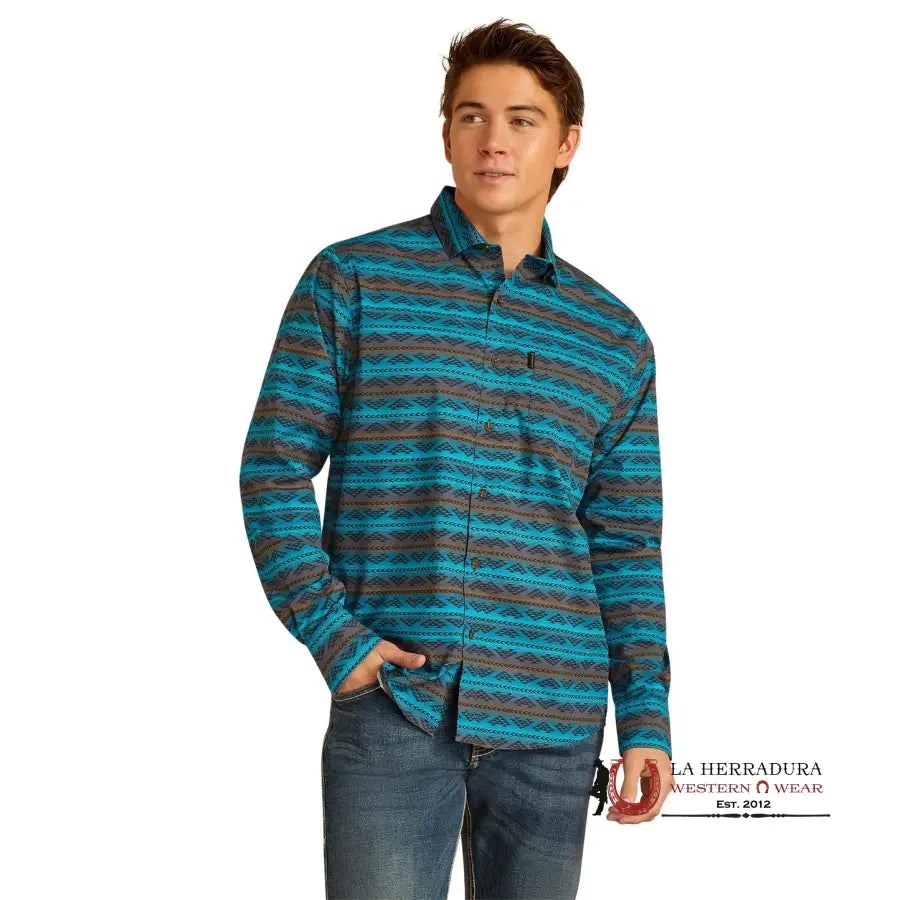 Ariat Madison Modern Fit Long Sleeve Turquoise - 2306 Ropa Hombres