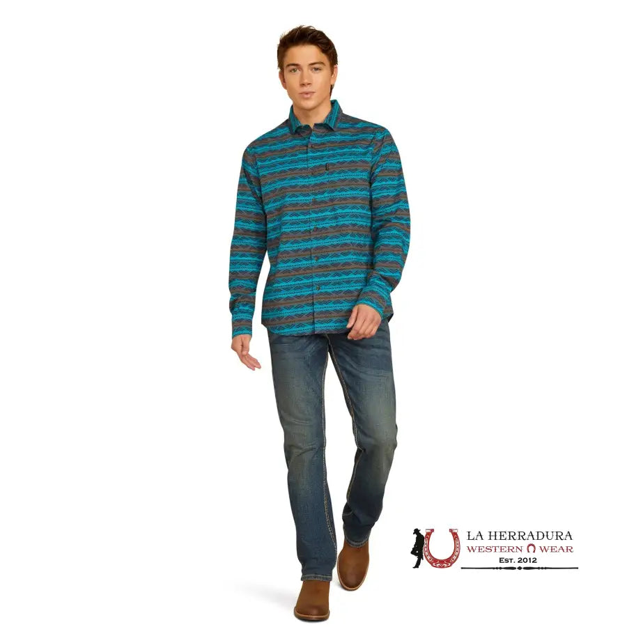 Ariat Madison Modern Fit Long Sleeve Turquoise - 2306 Ropa Hombres