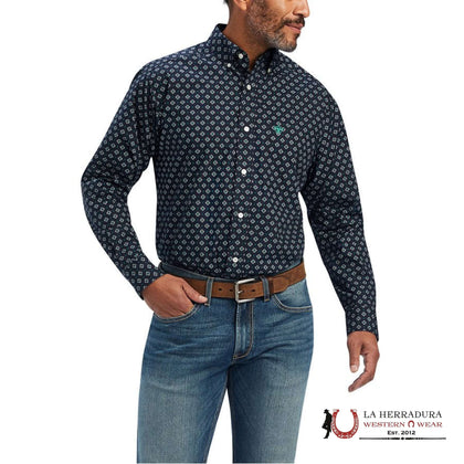 ARIAT CAMISA DE MANGA LARGA CLÁSICA BECKHAM PARA HOMBRE AZUL ZAFIRINO OSCURO 10041823