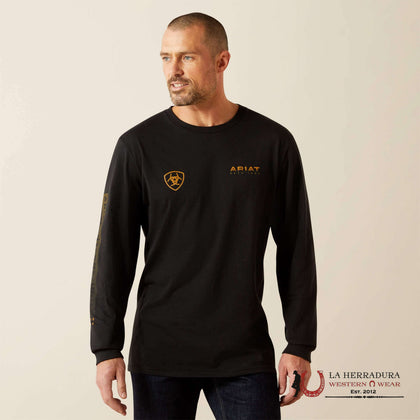 CAMISETA ARIAT DE RAYAS LIMPIAS PARA HOMBRE NEGRO 10062415