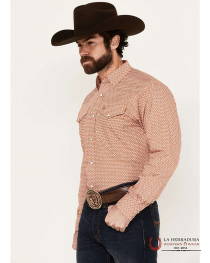 ARIAT MEN EASTON SNP LS SHRT CORAL 10051350
