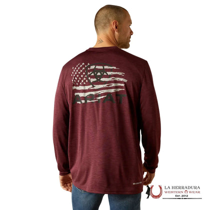 ARIAT MEN LONG SLEEVE CHARGER BREAKTHRU MALBEC HEATHER 10052465