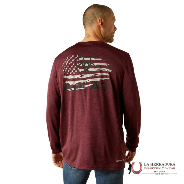 ARIAT MEN LONG SLEEVE CHARGER BREAKTHRU MALBEC HEATHER 10052465