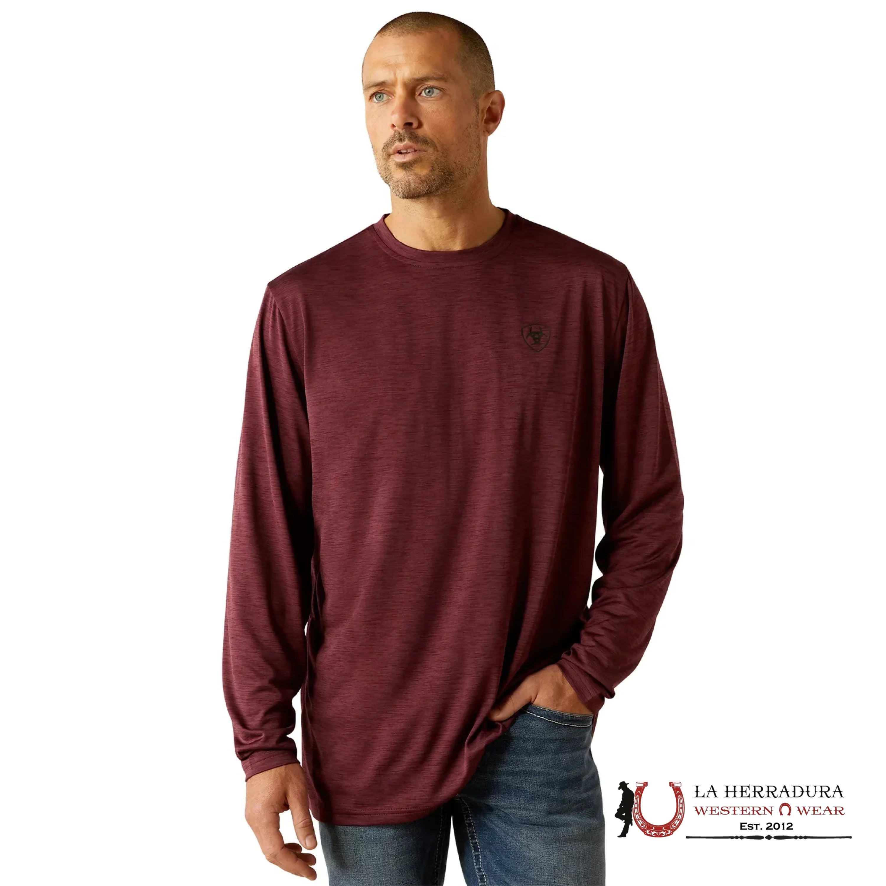 ARIAT MEN LONG SLEEVE CHARGER BREAKTHRU MALBEC HEATHER 10052465 ROPA HOMBRES
