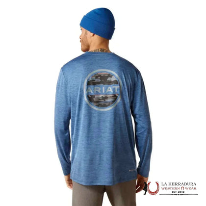 ARIAT MEN LONG SLEEVE CHARGER CAMO CIRCLE DEEP SPACE HEATHER 10046423