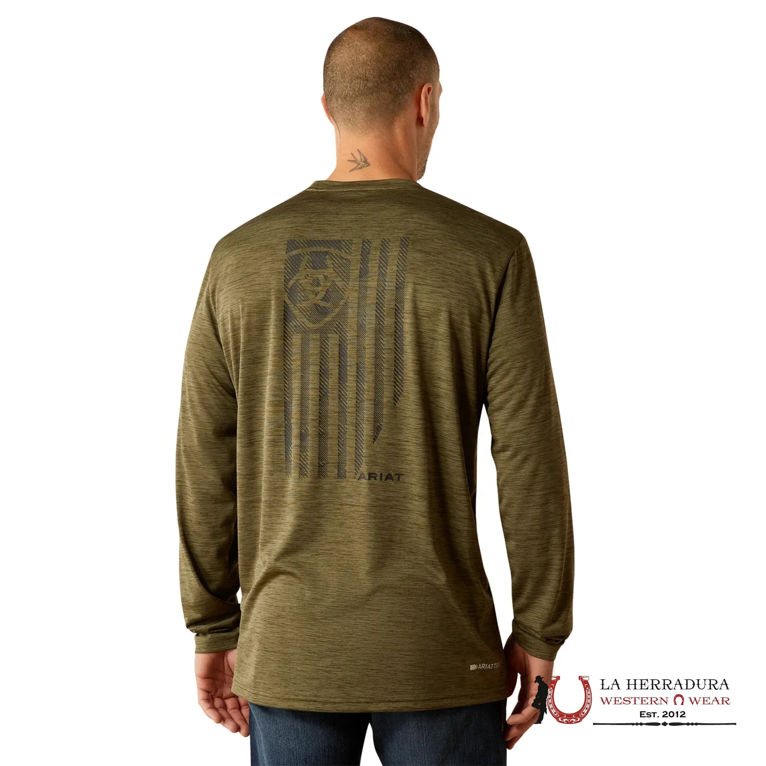 ARIAT MEN LONG SLEEVE CHARGER CAMO SLICE BRINE OLIVE HEATHER 10052326 ROPA HOMBRES