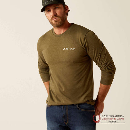ARIAT MEN LONG SLEEVE            T-SHIRT BOARDED LOTF HEX MILITARY HEATHER 10053989