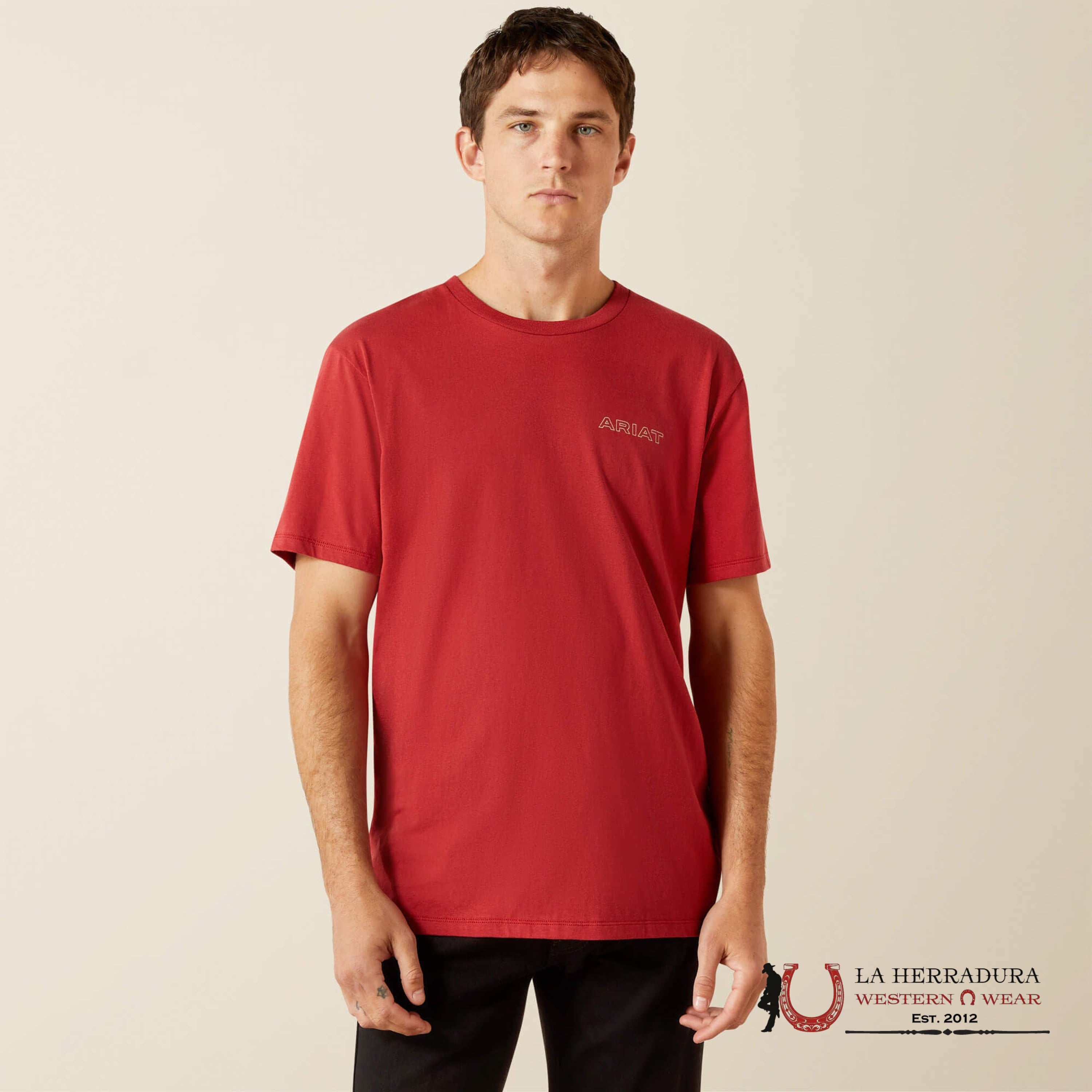 ARIAT MEN PATRIOT BUFFALO COIN T SHIRT BRICK RED 10062419 ROPA HOMBRES