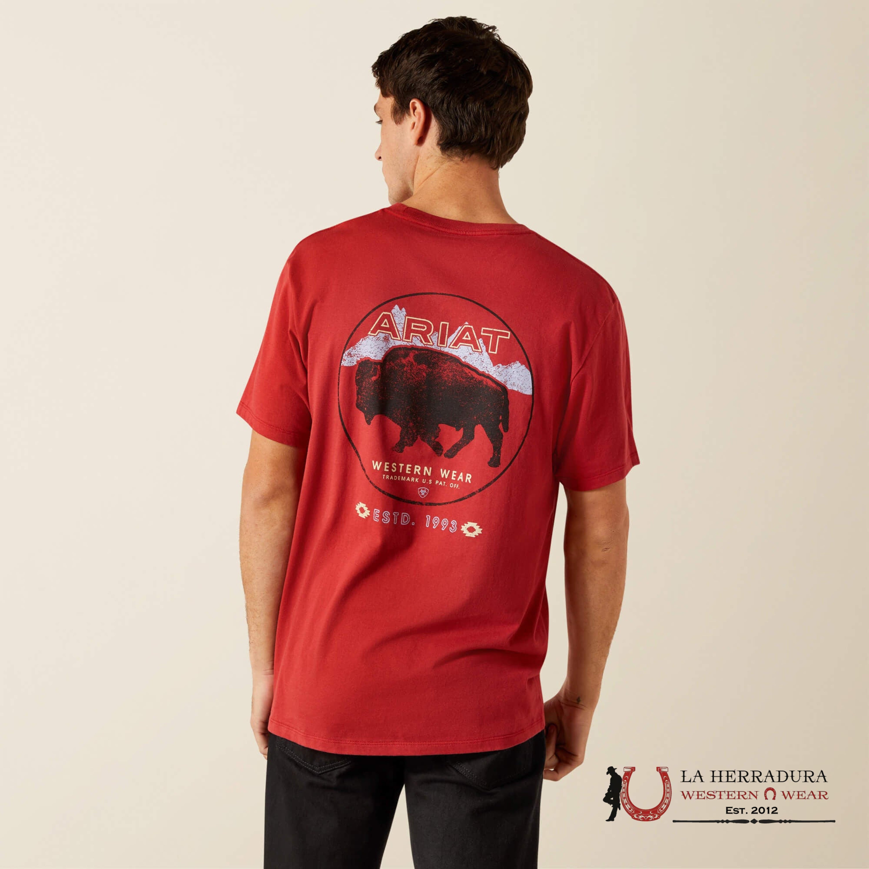 ARIAT MEN PATRIOT BUFFALO COIN T SHIRT BRICK RED 10062419 ROPA HOMBRES