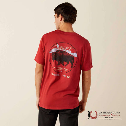 ARIAT MEN PATRIOT BUFFALO COIN T-SHIRT BRICK RED 10062419