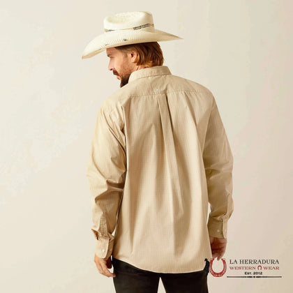 ARIAT MEN PRO CAYSON LONG SLEEVE KHAKI BEIGE SHIRT 10054675