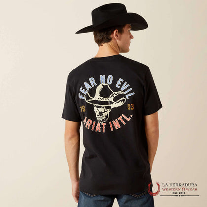 ARIAT MEN STITCHED SKULL T-SHIRT BLACK 10062423